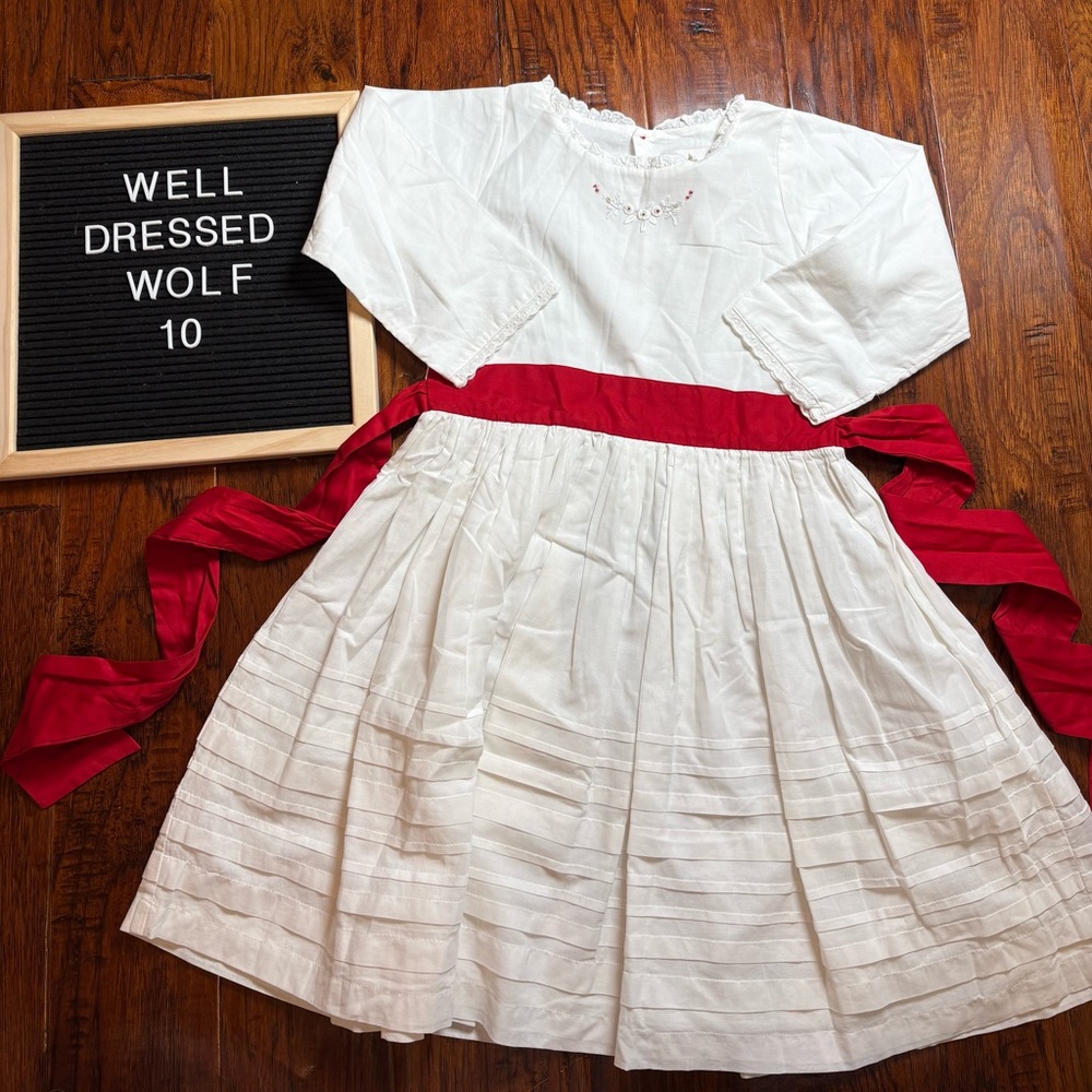 Well Dressed Wolf White and Red Kids Dress
